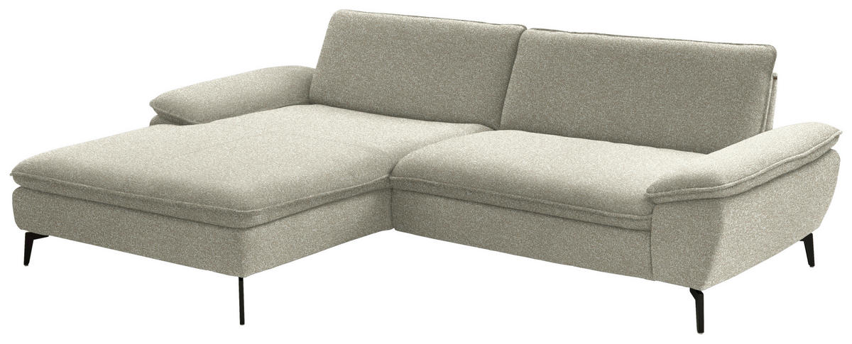 ECKSOFA in Webstoff Beige  - Beige/Schwarz, Design, Textil/Metall (197/295cm) - Valdera