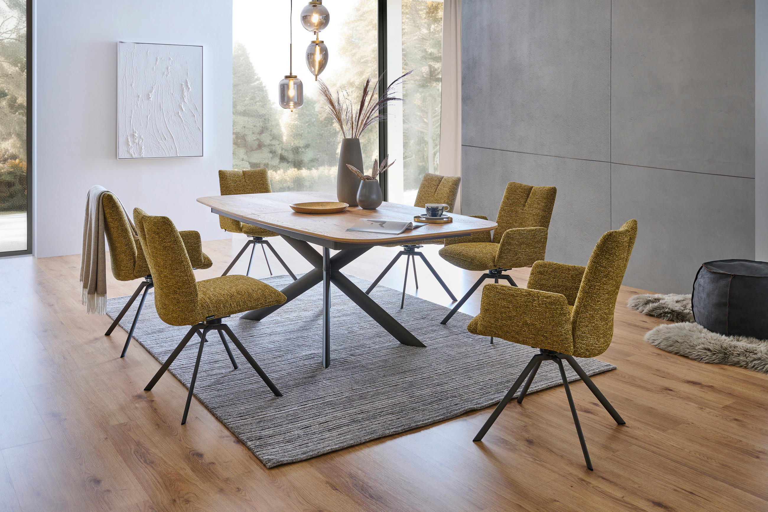 ESSTISCH in Holz, Metall 220/110/76 cm  - Eichefarben/Graubraun, Design, Holz/Metall (220/110/76cm) - Venjakob