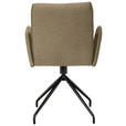 ARMLEHNSTUHL  , Stoffauswahl, Typenauswahl, Sitzfläche 360° drehbar  , Mikrofaser  ,  - Graubraun/Schwarz, Design, Textil/Metall (60/91/60cm) - Moderano
