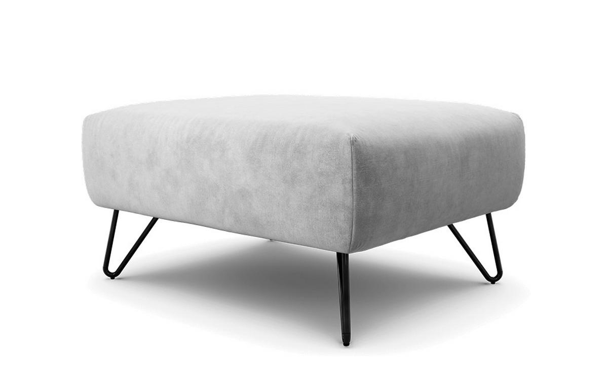 HOCKER Samt Hellgrau  - Hellgrau/Schwarz, Design, Textil/Metall (90/70/46cm) - SENSOO