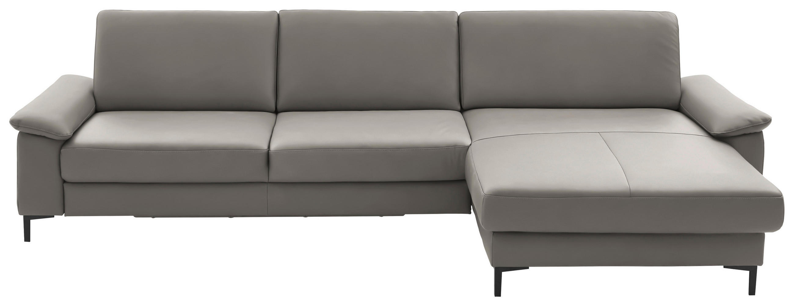 ECKSOFA in Echtleder Hellgrau  - Hellgrau/Schwarz, Design, Leder/Metall (334/176cm) - Dieter Knoll