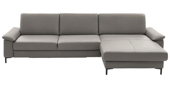 ECKSOFA  in Echtleder Hellgrau  334/176 cm  - Hellgrau/Schwarz, Design, Leder/Metall (334/176cm) - Dieter Knoll