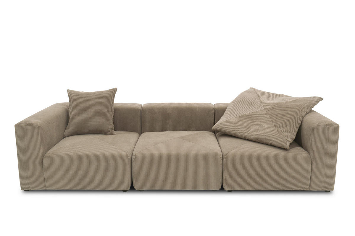 3-SITZER-SOFA Cord, Mikrofaser Schlammfarben  - Schlammfarben/Schwarz, Design, Kunststoff/Textil (301/69/108cm) - MID.YOU