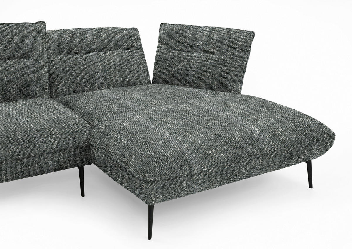 ECKSOFA in Flachgewebe Dunkelgrau  - Dunkelgrau/Schwarz, Design, Textil/Metall (339/153cm) - Moderano
