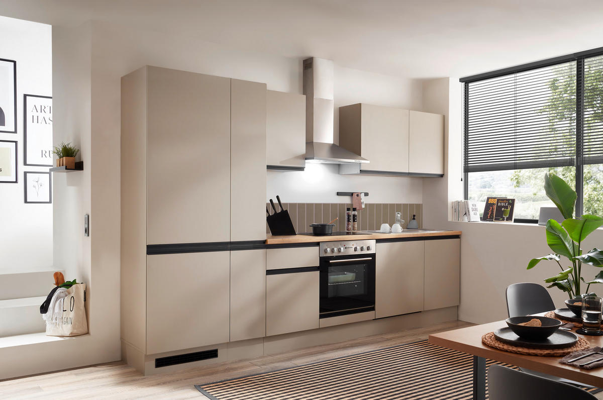 KÜCHENBLOCK 310 cm   in Seidengrau  - Eichefarben/Seidengrau, Trend, Holzwerkstoff/Metall (310cm) - P & B