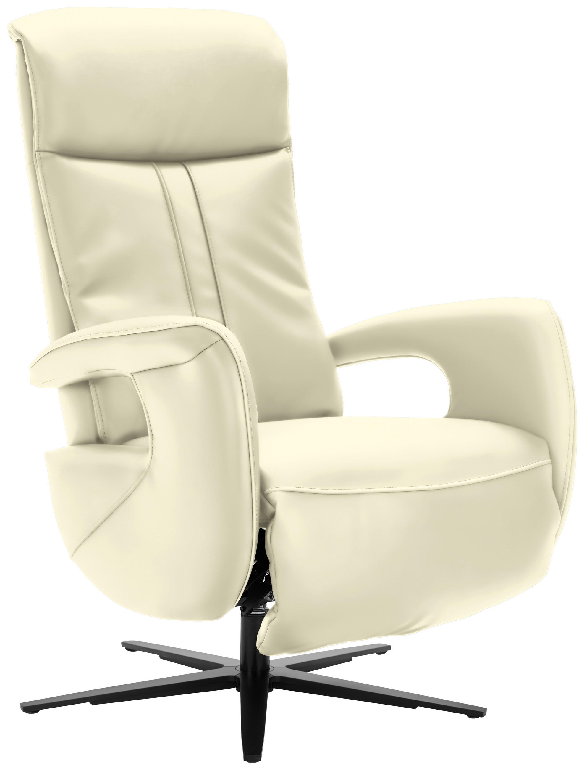RELAXSESSEL in Leder Weiss  - Weiss/Schwarz, Design, Leder/Metall (71/112/83cm) - Dieter Knoll