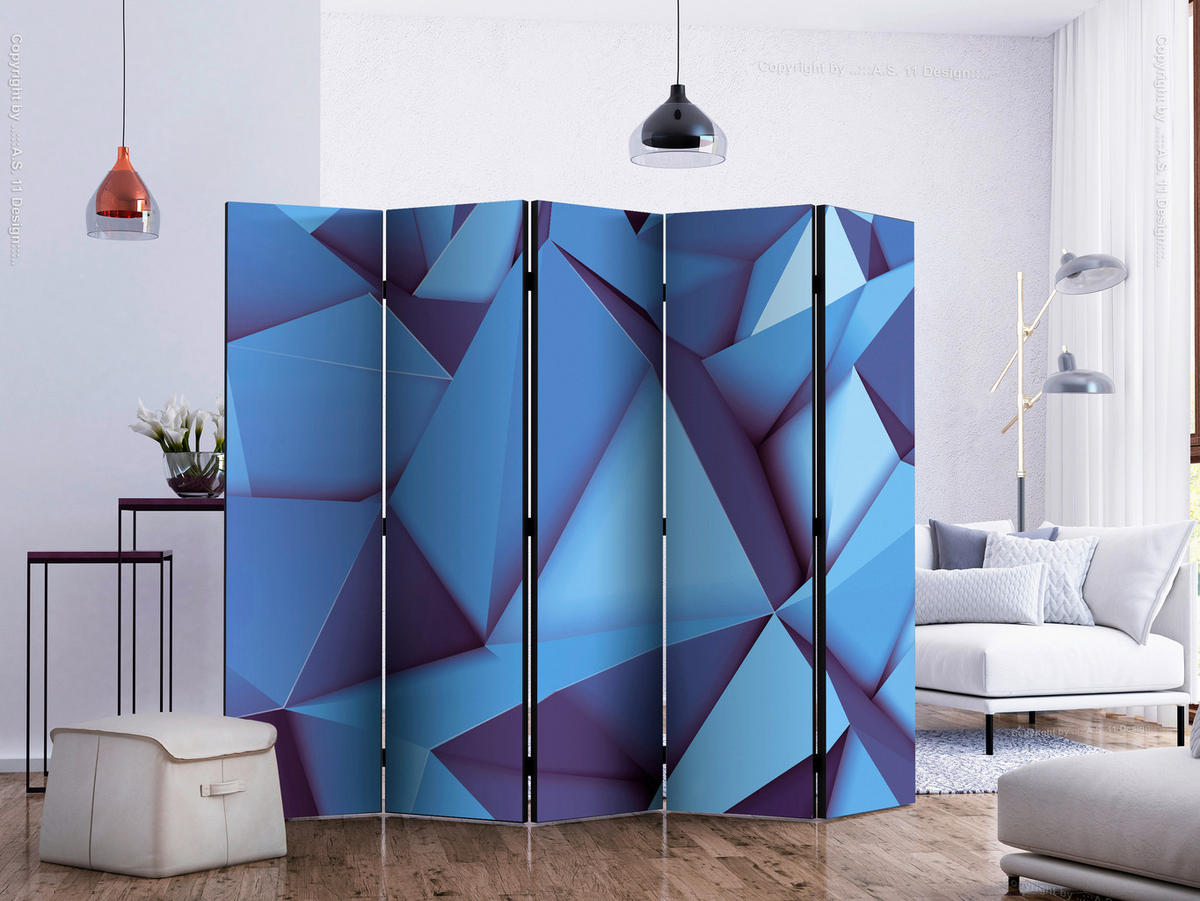 SKÄRMVÄGG  i trä, textil  blå, ljusblå  - ljusblå/blå, Basics, trä/textil (225/172/3cm) - artgeist