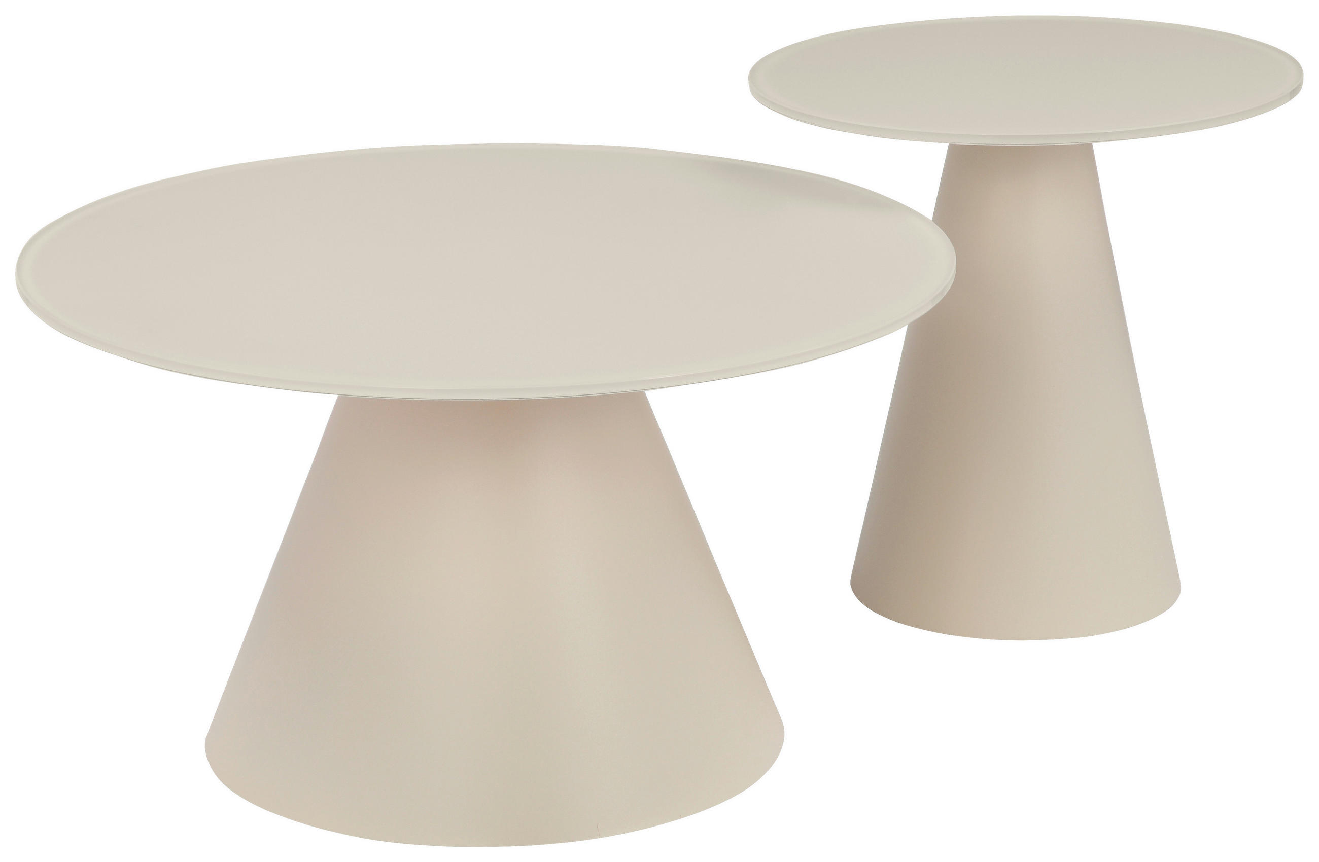 COUCHTISCHSET 70-45/70-45/39-45 cm Klarglas rund Kaschmir, Beige  - Kaschmir/Beige, Design, Glas/Metall (70-45/70-45/39-45cm) - Stylife