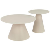 COUCHTISCHSET 70-45/70-45/39-45 cm Klarglas rund Kaschmir, Beige  - Kaschmir/Beige, Design, Glas/Metall (70-45/70-45/39-45cm) - Stylife