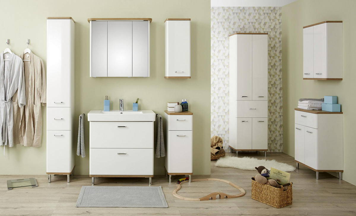 TÜKRÖS SZEKRÉNY 80/72/20 cm  - króm/tölgyfa, Konventionell, faalapú anyag/Üveg (80/72/20cm) - Xora