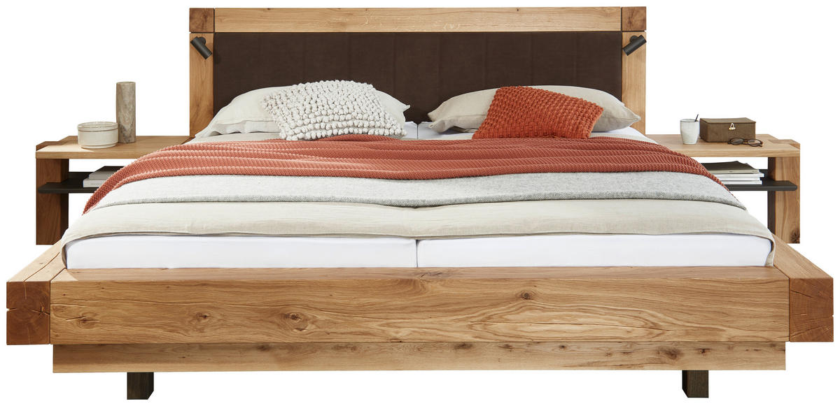 BETTANLAGE 180/200 cm  Eichefarben, Dunkelbraun   - Eichefarben/Dunkelbraun, Natur, Holz/Metall (180/200cm) - Valnatura