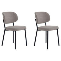 STUHL-SET 2 Stück  in Chenille  - Sandfarben/Schwarz, MODERN, Textil/Metall (52,5/81,2/48cm) - Livetastic