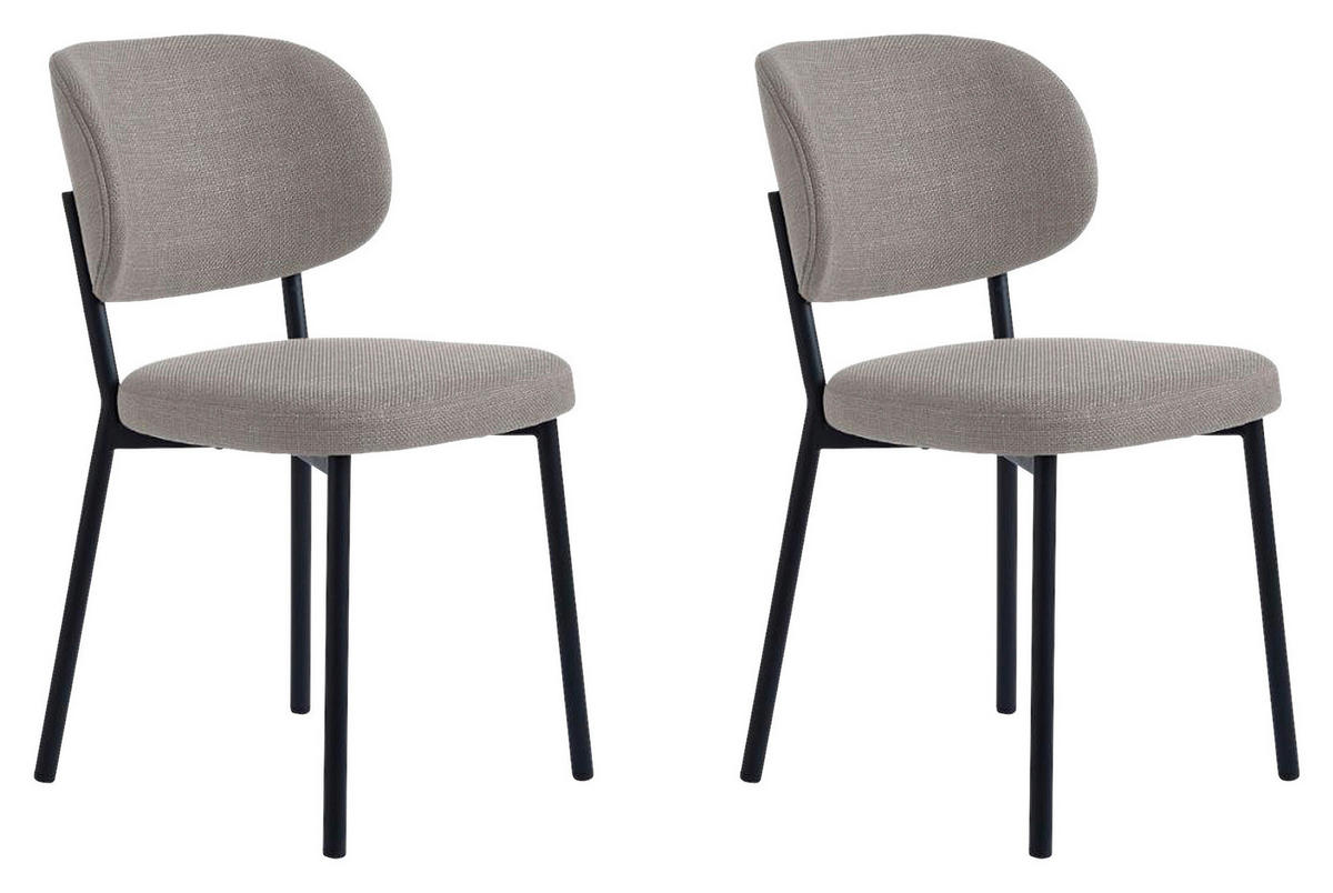 STUHL-SET 2 Stück  in Chenille  - Sandfarben/Schwarz, MODERN, Textil/Metall (52,5/81,2/48cm) - Livetastic