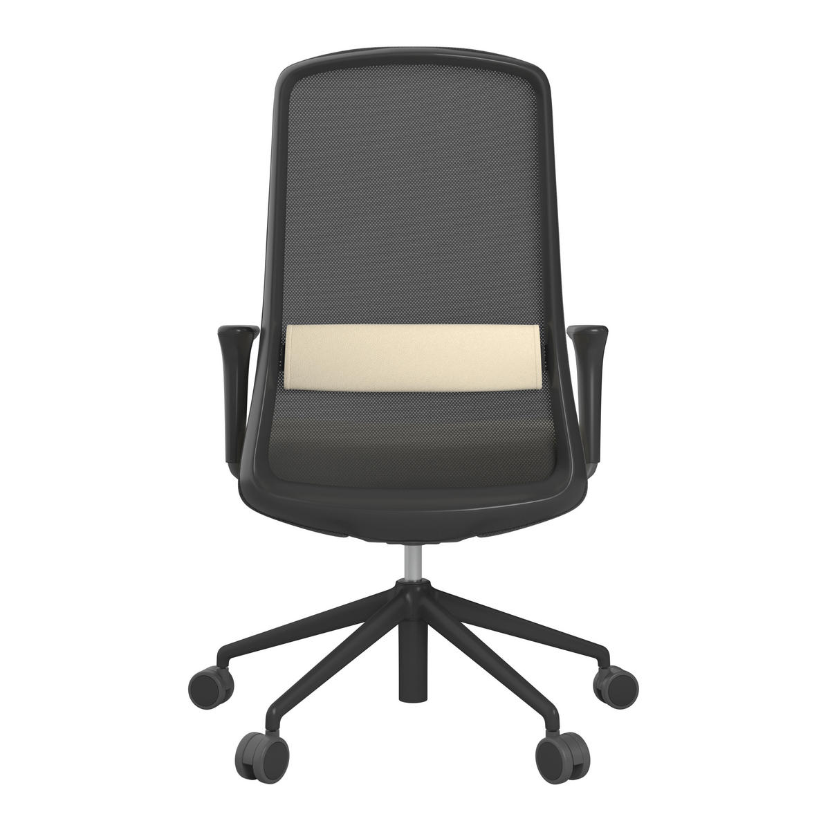 DREHSTUHL Schwarz, Beige  - Beige/Schwarz, MODERN, Leder/Kunststoff (70/103-115/70cm)