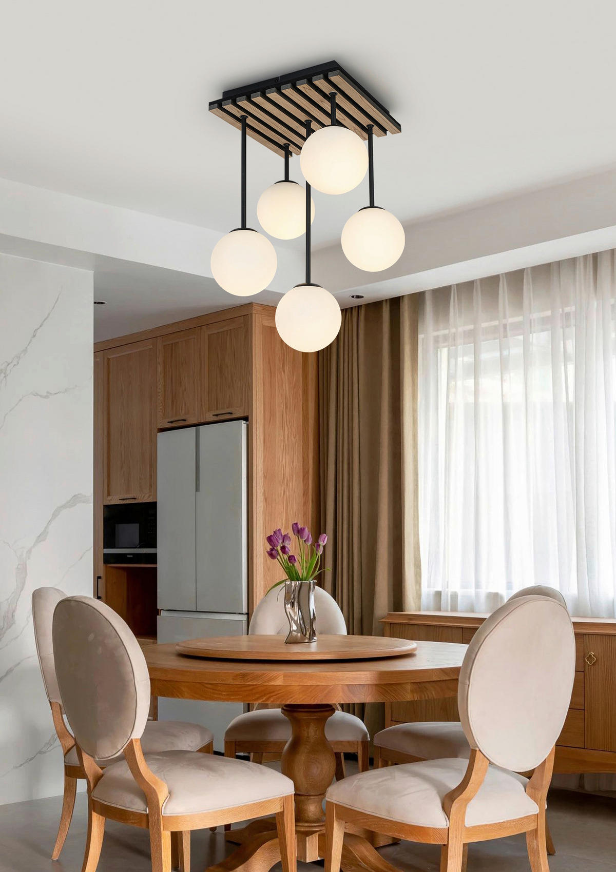 HÄNGELEUCHTE 38/39/59 cm   - Eichefarben/Schwarz, Trend, Glas/Holzwerkstoff (38/39/59cm) - Collet's Monde