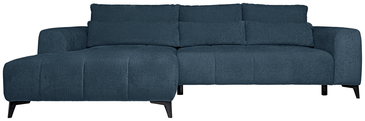 HÖRNSOFFA i chenille blå  - blå/svart, Klassisk, textil/plast (222/279cm) - MID.YOU