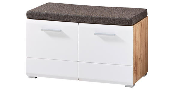 GARDEROBENBANK  in 80/48/37 cm  - Eichefarben/Silberfarben, KONVENTIONELL, Holzwerkstoff/Kunststoff (80/48/37cm) - Voleo