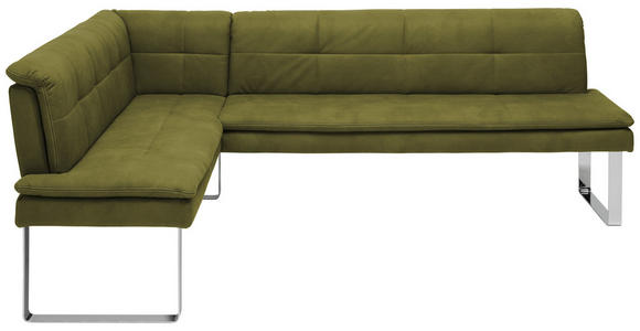 ECKBANK 154/213 cm Mikrofaser Grün, Chromfarben Metall   - Chromfarben/Beige, Design, Textil/Metall (154/213cm) - Novel