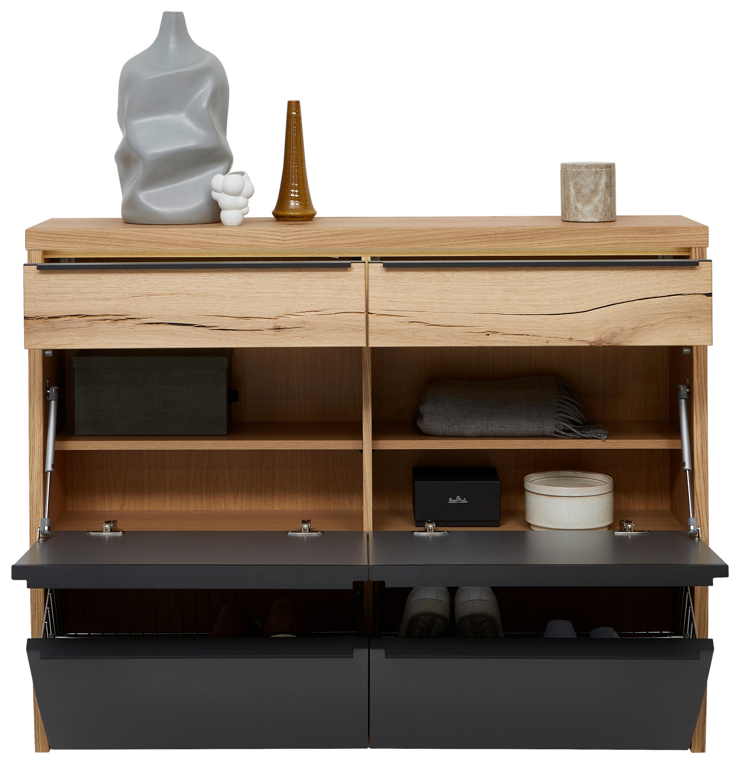 GARDEROBE Grau, Eichefarben - Eichefarben/Grau, Design, Holz (270/200/32cm) - Dieter Knoll