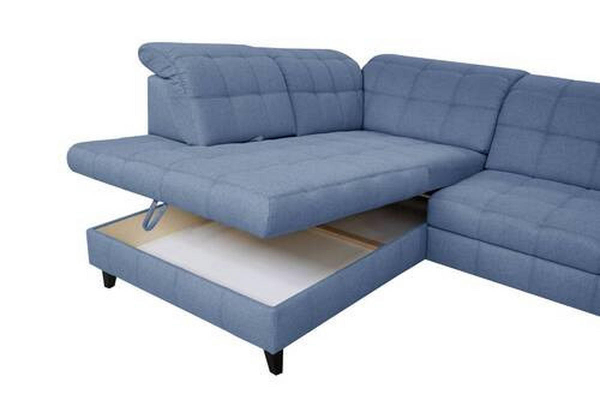 ECKSOFA in Webstoff Blau  - Blau/Schwarz, Design, Holz/Textil (216/297cm) - Xora