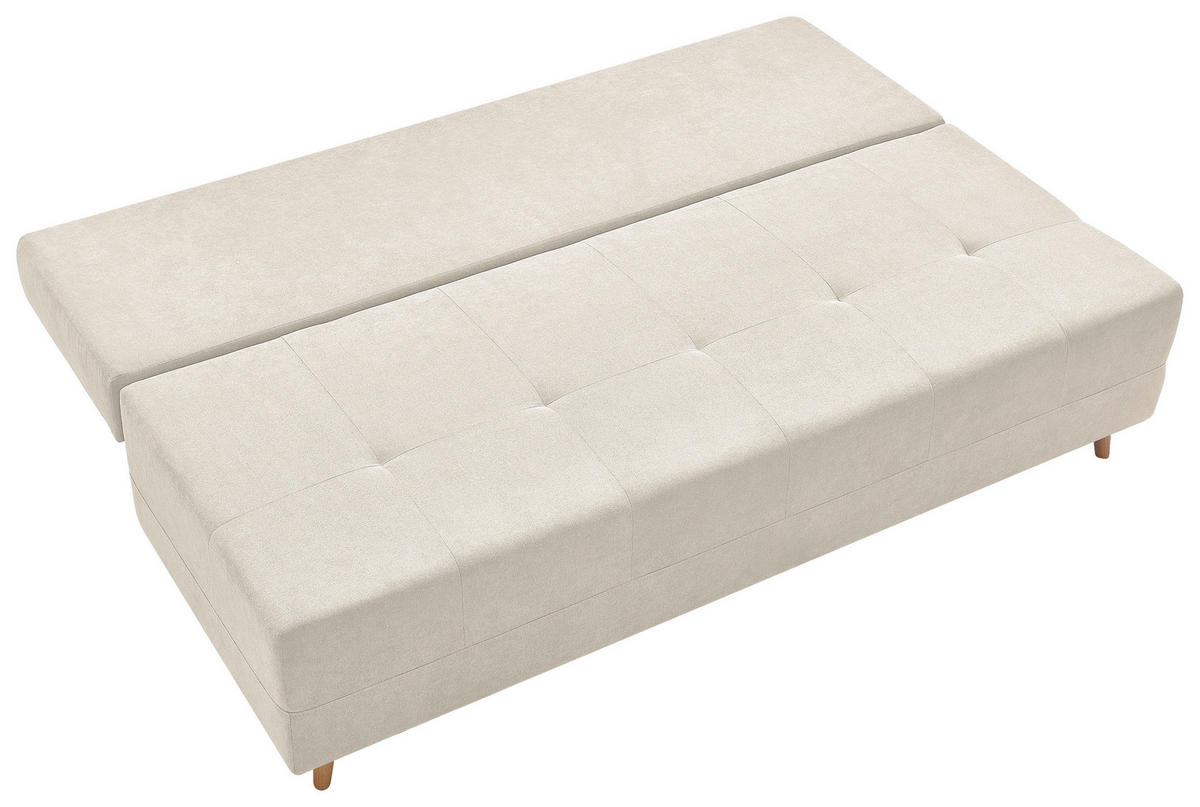 SCHLAFSOFA LUMOS Samt Creme  inkl. Rückenkissen, Armlehnenkissen, Schlaffunktion, Rücken echt, Stauraum  - Creme/Naturfarben, Design, Textil (206/96/96cm) - P & B