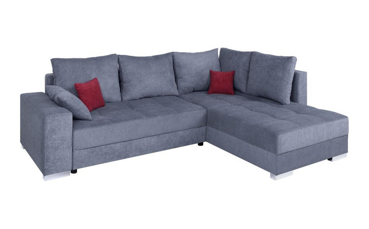 ECKSOFA Anthrazit Webstoff  - Chromfarben/Beere, Design, Kunststoff/Textil (260/218cm) - P & B