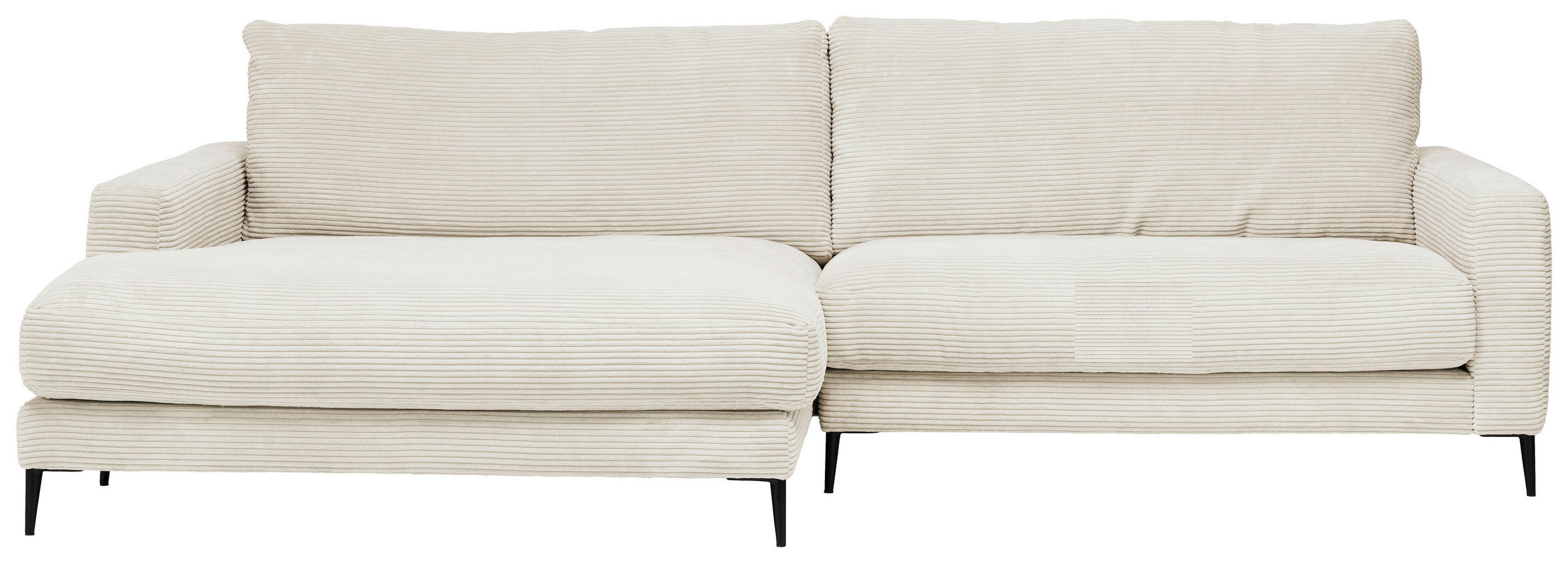 ECKSOFA in Cord Weiß  190/272 cm  - Schwarz/Weiß, Design, Textil/Metall (190/272cm) - Lomoco