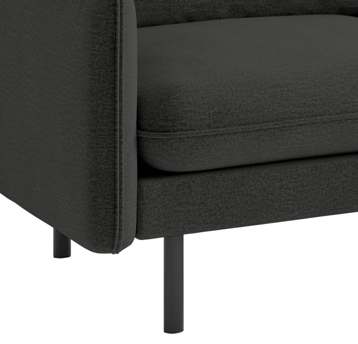 ECKSOFA in Flachgewebe Dunkelgrau  - Dunkelgrau/Schwarz, Design, Textil/Metall (267/204cm) - Livetastic