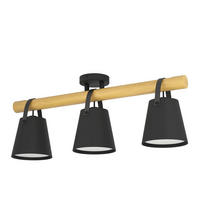 DECKENLEUCHTE    78/17/30 cm  - Schwarz/Braun, Design, Leder/Holz (78/17/30cm) - Eglo