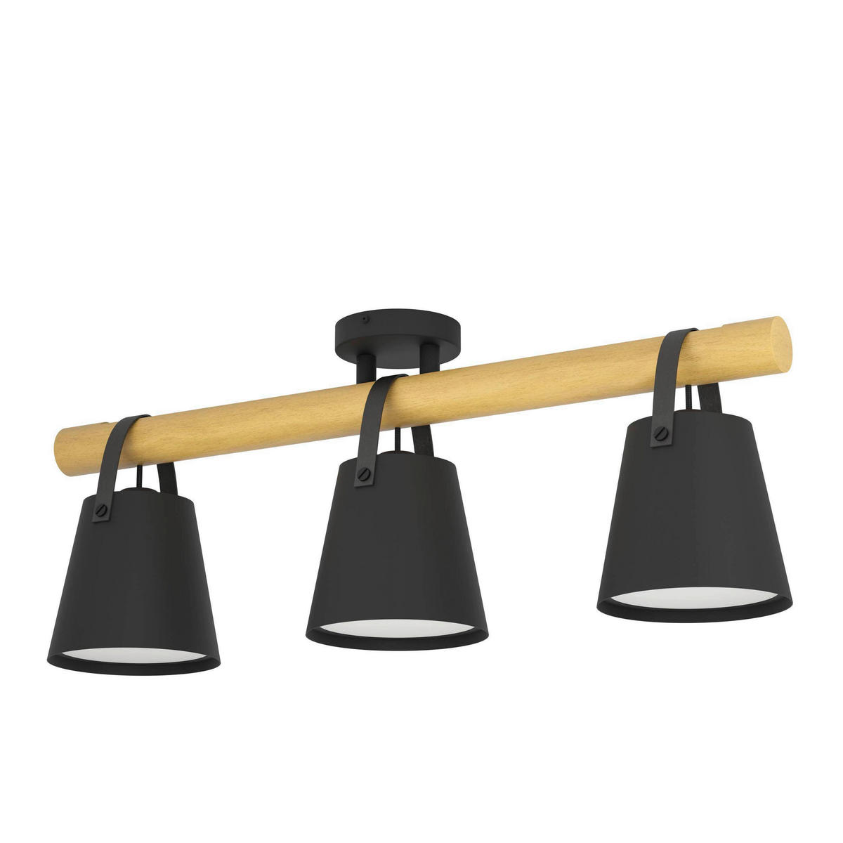 DECKENLEUCHTE    78/17/30 cm  - Schwarz/Braun, Design, Leder/Holz (78/17/30cm) - Eglo