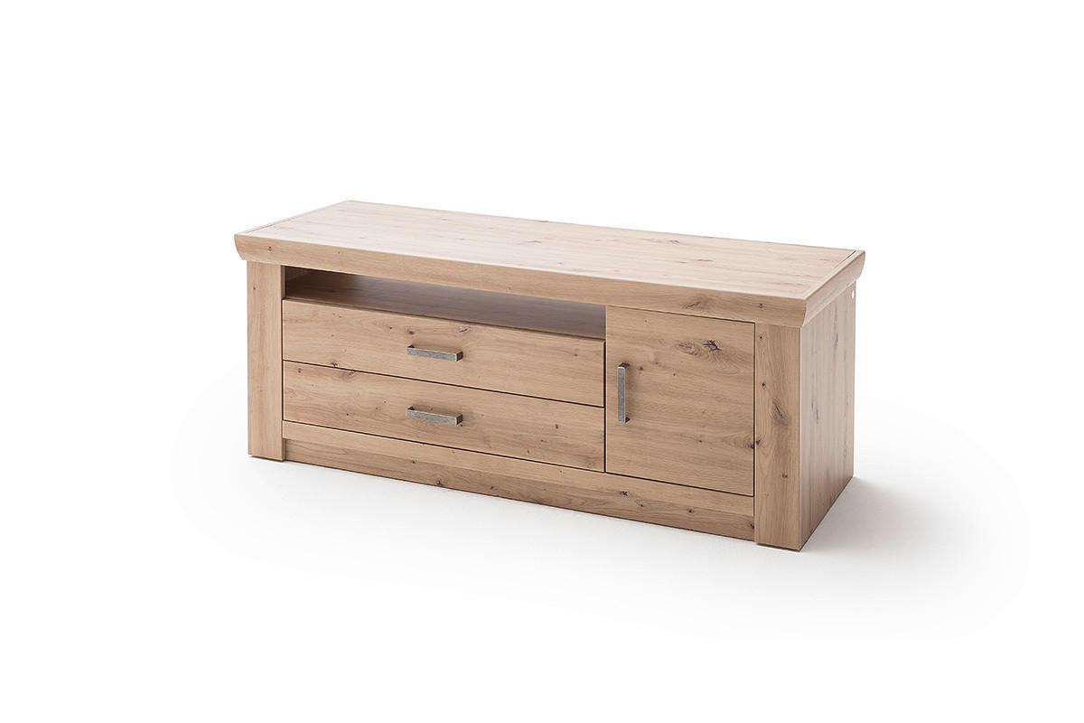 TV-ELEMENT Maputo  in 144/60/55 cm  - Eichefarben/Nickelfarben, Design, Holzwerkstoff/Metall (144/60/55cm) - Livetastic