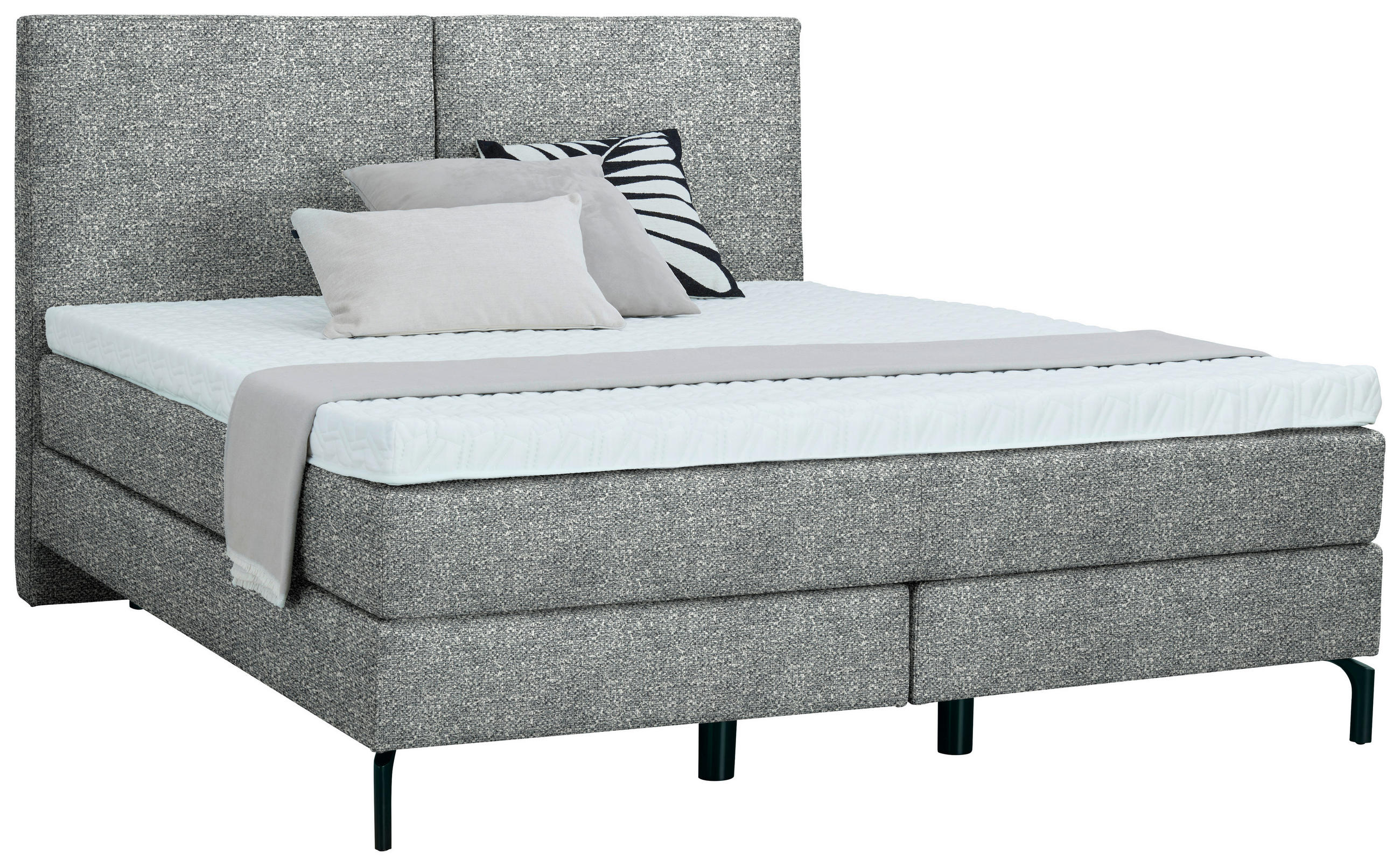 BOXSPRINGBETT 160/200 cm  in Grau  - Schwarz/Grau, KONVENTIONELL, Textil/Metall (160/200cm) - Dieter Knoll