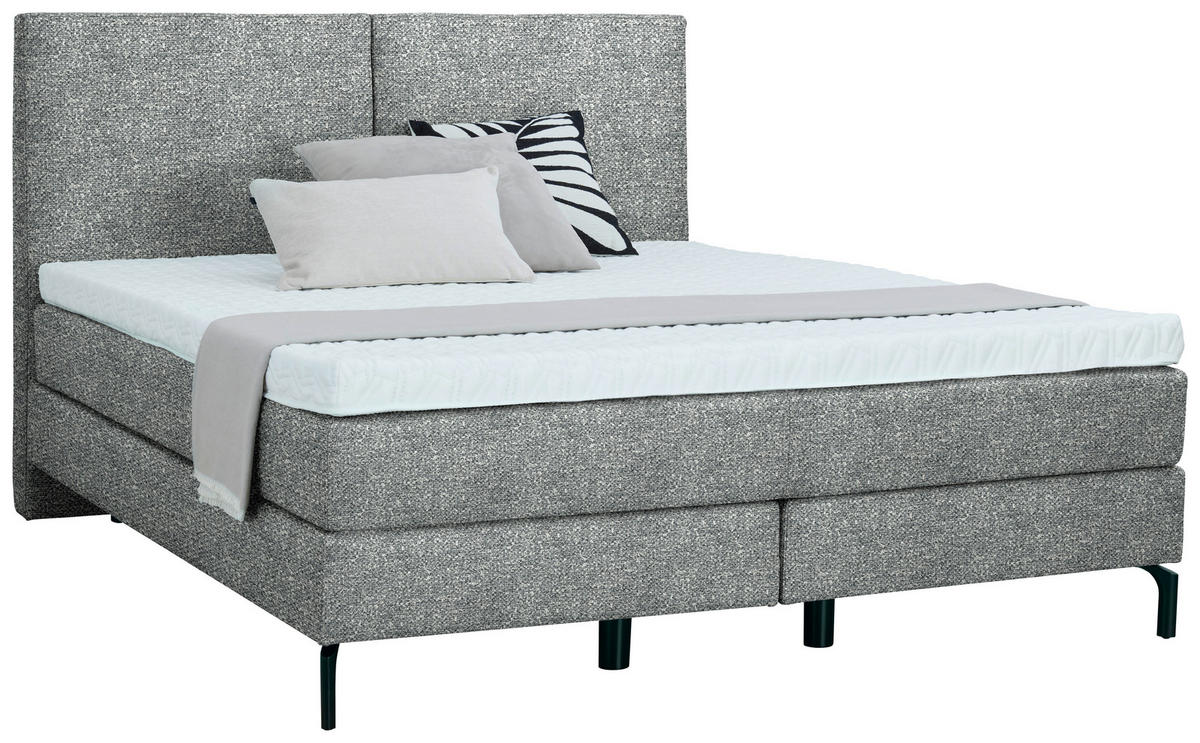 BOXSPRINGBETT 160/200 cm  in Grau  - Schwarz/Grau, Konventionell, Textil/Metall (160/200cm) - Dieter Knoll