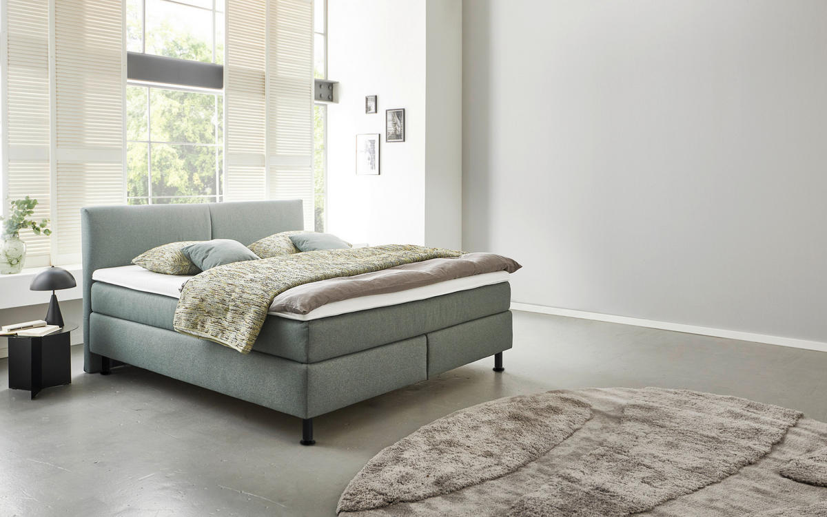 BOXSPRINGBETT 180/200 cm  in Hellblau  - Schwarz/Hellblau, Design, Kunststoff/Textil (180/200cm) - Beldomo - Sleep