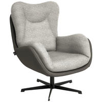 SESSEL in Chenille, Struktur Echtleder Grau, Silberfarben  - Silberfarben/Schwarz, Design, Leder/Textil (80/97/89cm) - Schöner Wohnen