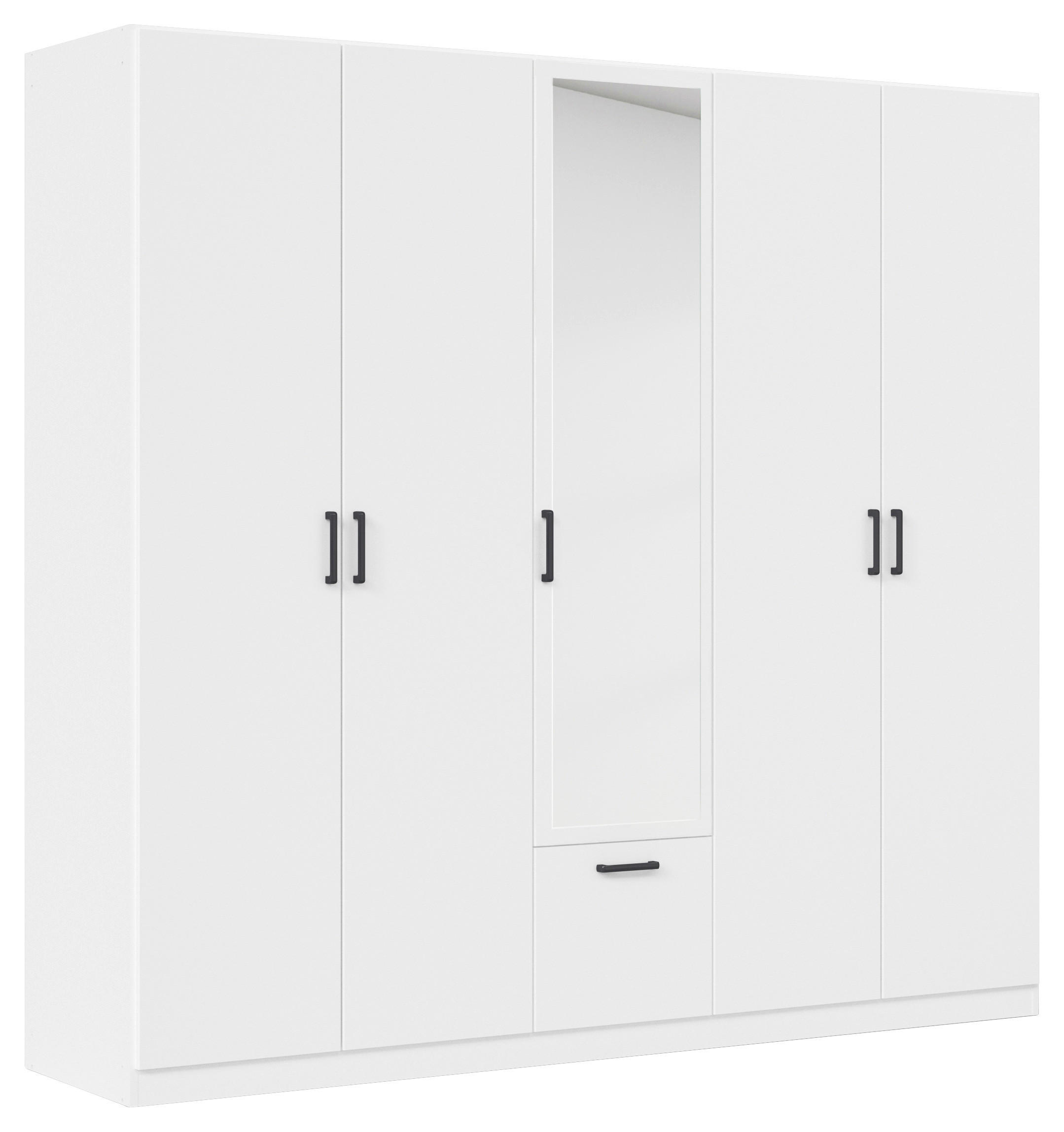 KLEIDERSCHRANK 226/210/54 cm,  in Weiß, 5-türig  - Weiß/Grau, Basics, Holzwerkstoff/Metall (226/210/54cm) - Rauch Möbel
