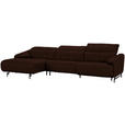 ECKSOFA in Echtleder Braun  165/313 cm  - Schwarz/Braun, Design, Leder/Metall (165/313cm) - Emilio Belluti