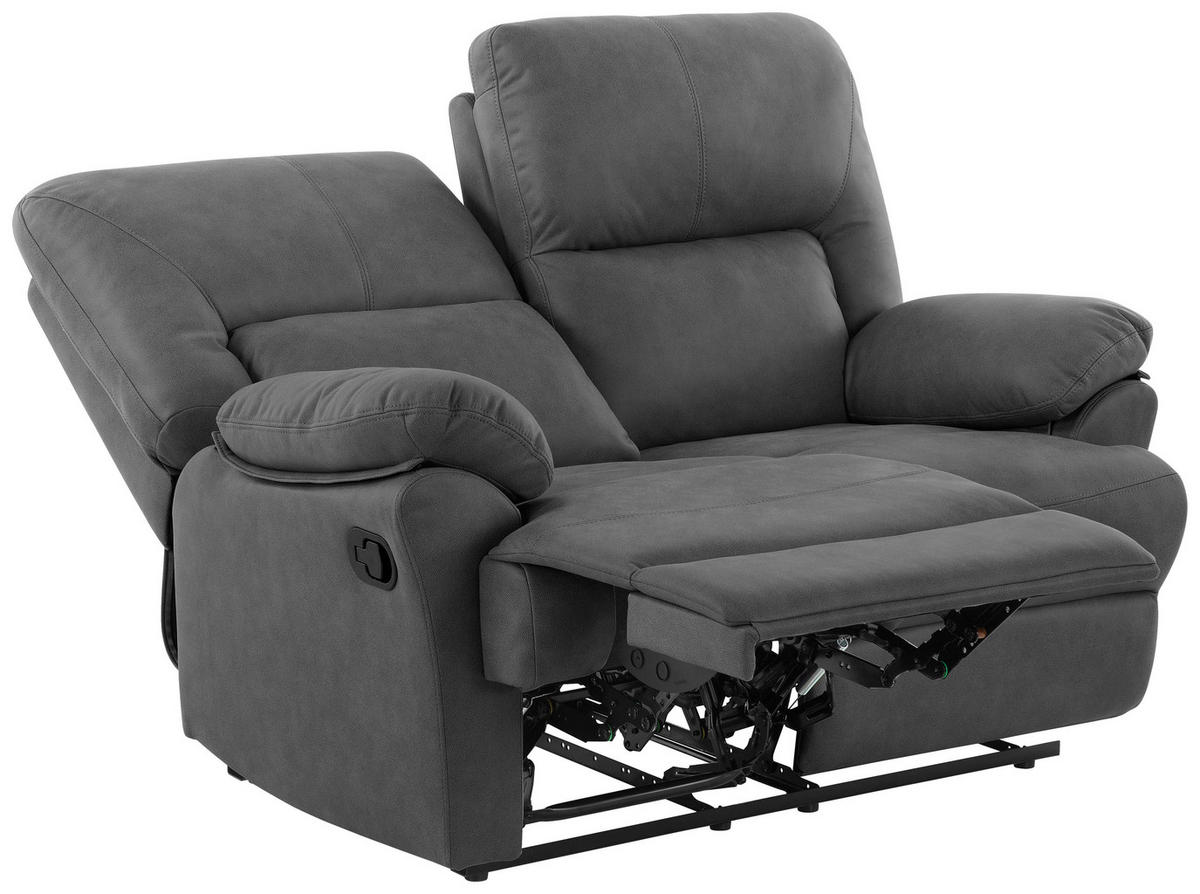 SITZGARNITUR Mikrofaser Grau  - Schwarz/Grau, KONVENTIONELL, Textil/Metall - Livetastic