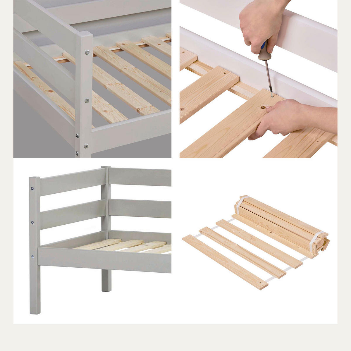 KINDER-/JUNIORBETT - Kieferfarben/Grau, MODERN, Holz (70/160cm) - MID.YOU