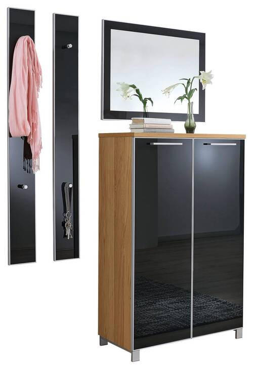 GARDEROBE 4-teilig  in 135/195/37 cm  - Eichefarben/Anthrazit, Design, Glas/Holz (135/195/37cm)