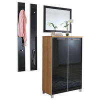 GARDEROBE 4-teilig  in 135/195/37 cm  - Eichefarben/Anthrazit, Design, Glas/Holz (135/195/37cm)