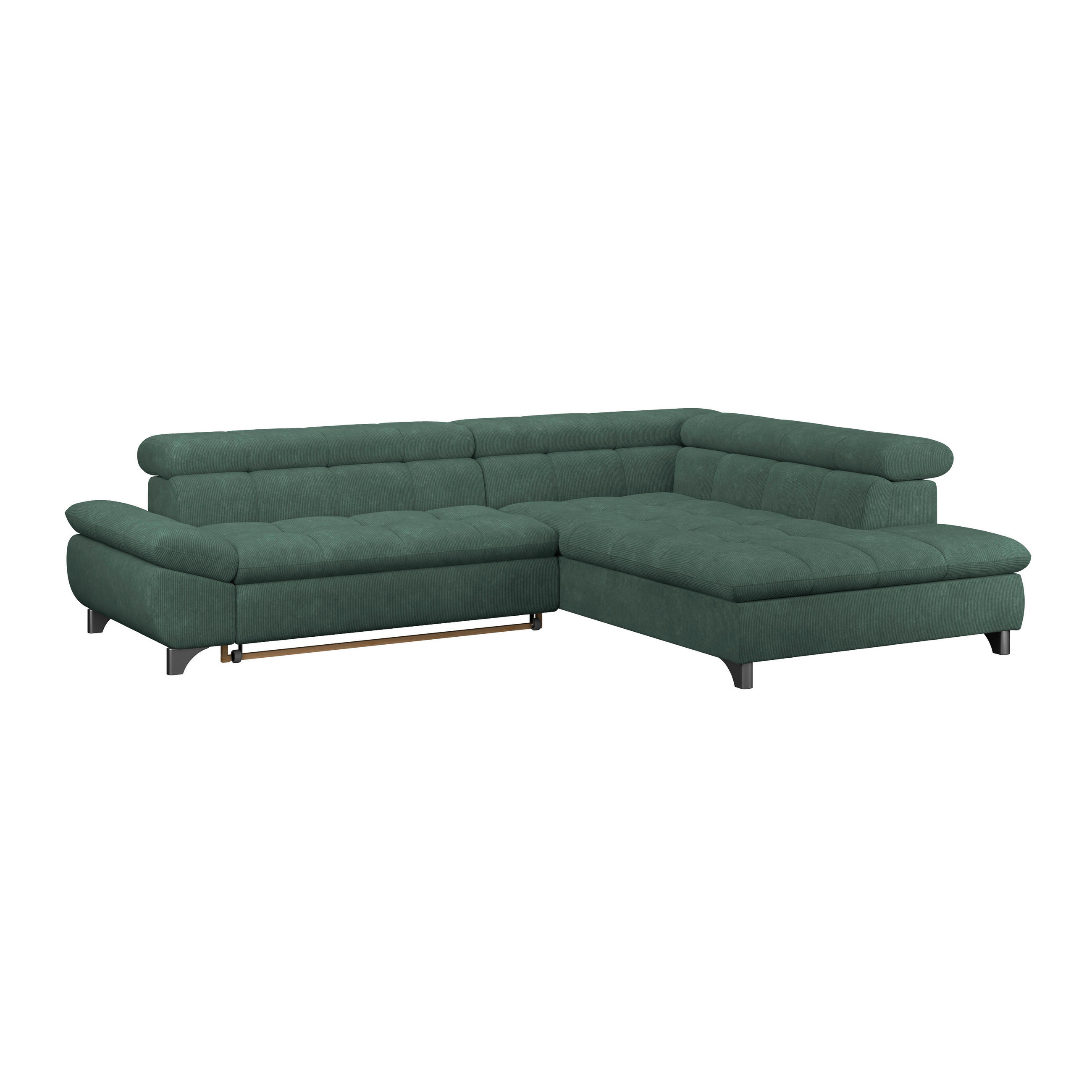 ECKSOFA Waldgrün Chenille  - Waldgrün/Chromfarben, KONVENTIONELL, Textil/Metall (312/234cm) - Livetastic