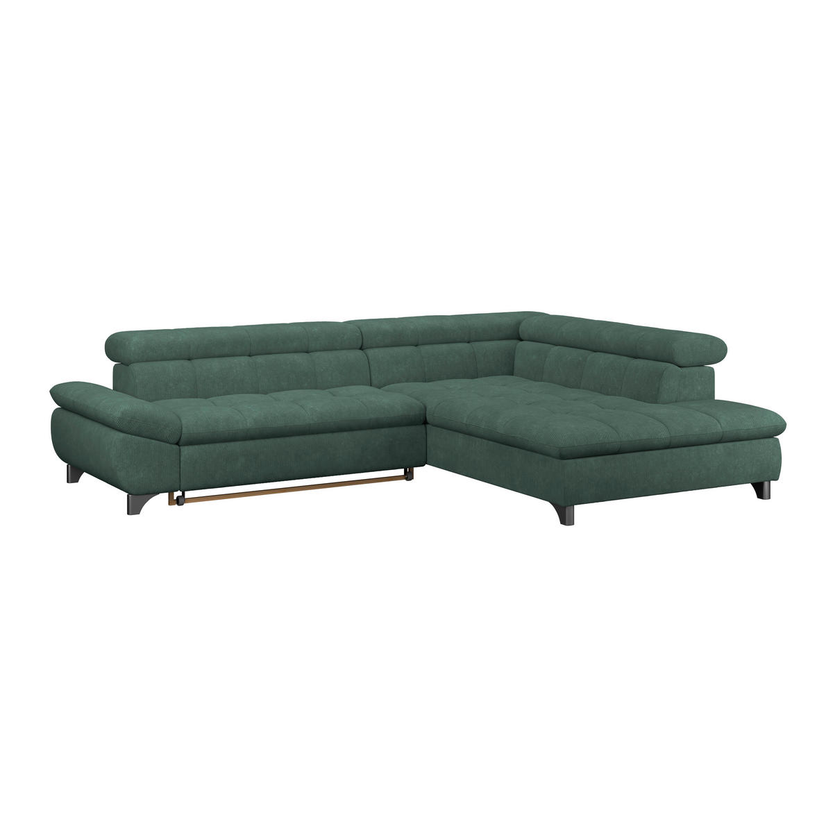 ECKSOFA Waldgrün Chenille  - Waldgrün/Chromfarben, KONVENTIONELL, Textil/Metall (312/234cm) - Livetastic