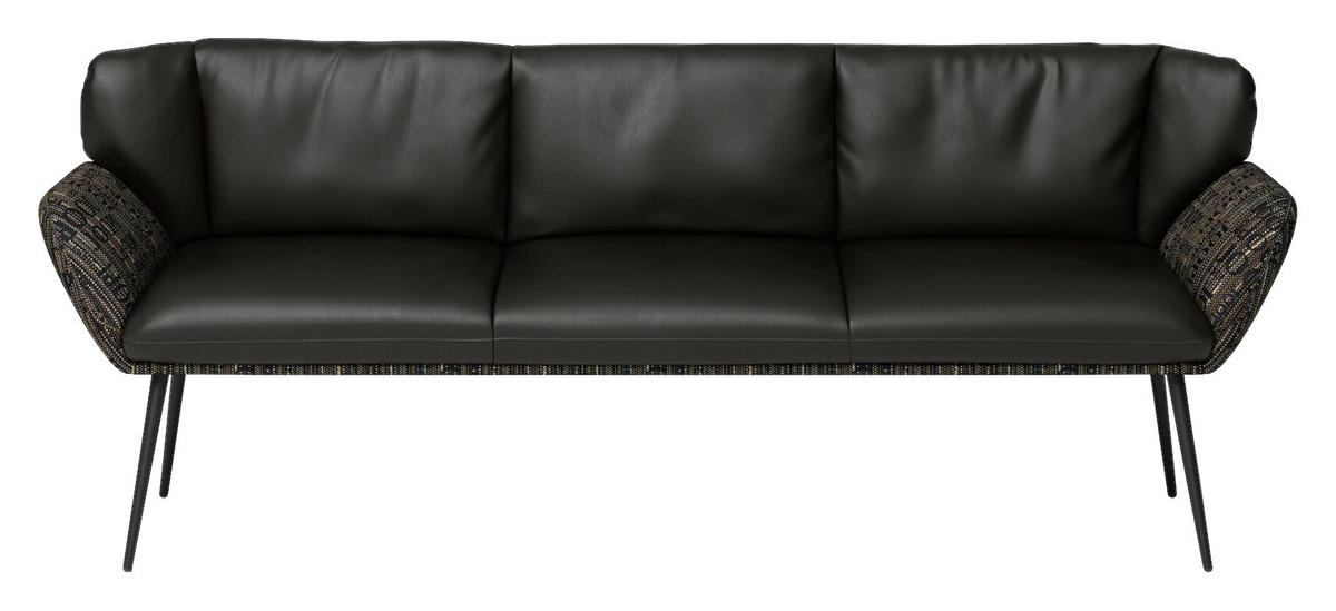 SITZBANK 218/84/67 cm Flachgewebe Kombination Echtleder/Stoff Anthrazit, Schwarz  - Anthrazit/Schwarz, Design, Leder/Textil (218/84/67cm) - Joop!
