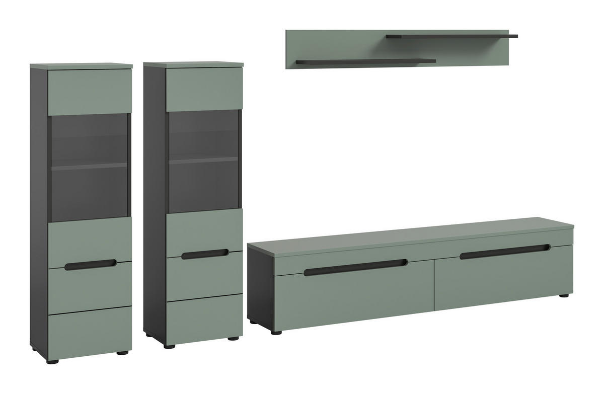 OBÝVACÍ STĚNA  - černá, Design, kompozitní dřevo/plast (272/141/33cm) - Livetastic