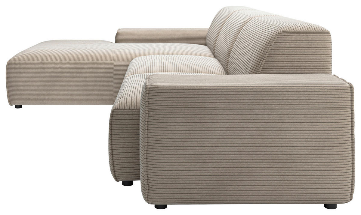 ECKSOFA in Cord Taupe  - Taupe/Schwarz, Design, Kunststoff/Textil (189/300cm) - Pure Home Lifestyle