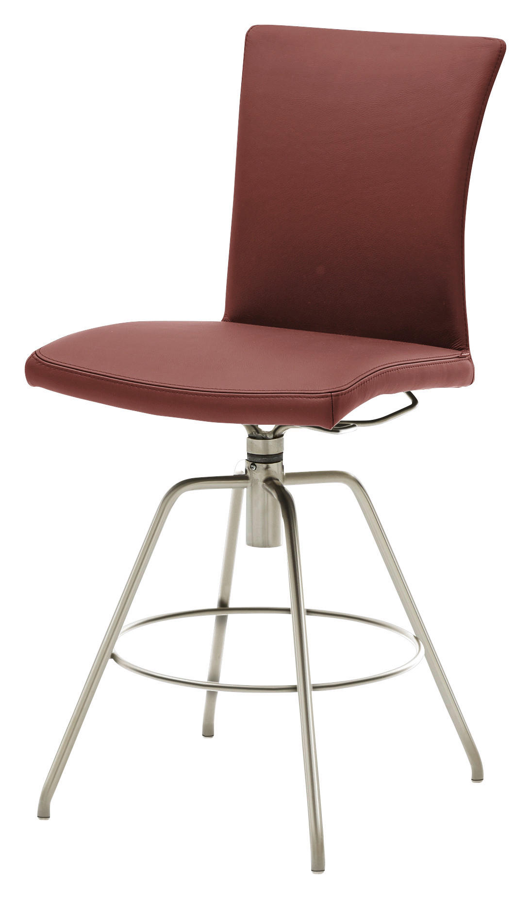 BARHOCKER Echtleder Rot Lederauswahl, Stoffauswahl, Typenauswahl, automatische Rückholfunktion  - Rot, Design, Leder/Metall (52/107/58cm) - Musterring