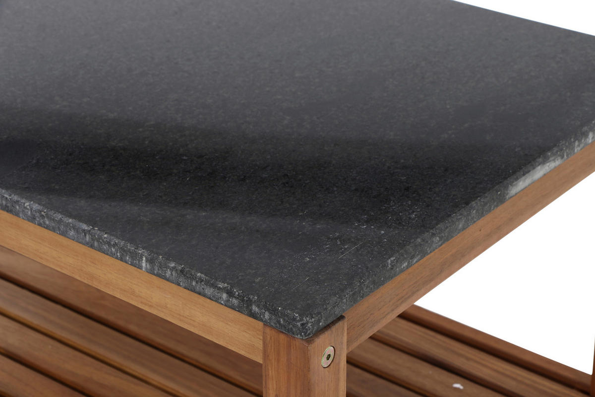 OUTDOORKÜCHE - Schwarz/Akaziefarben, MODERN, Holz/Stein (75/87/52cm) - Siena Garden