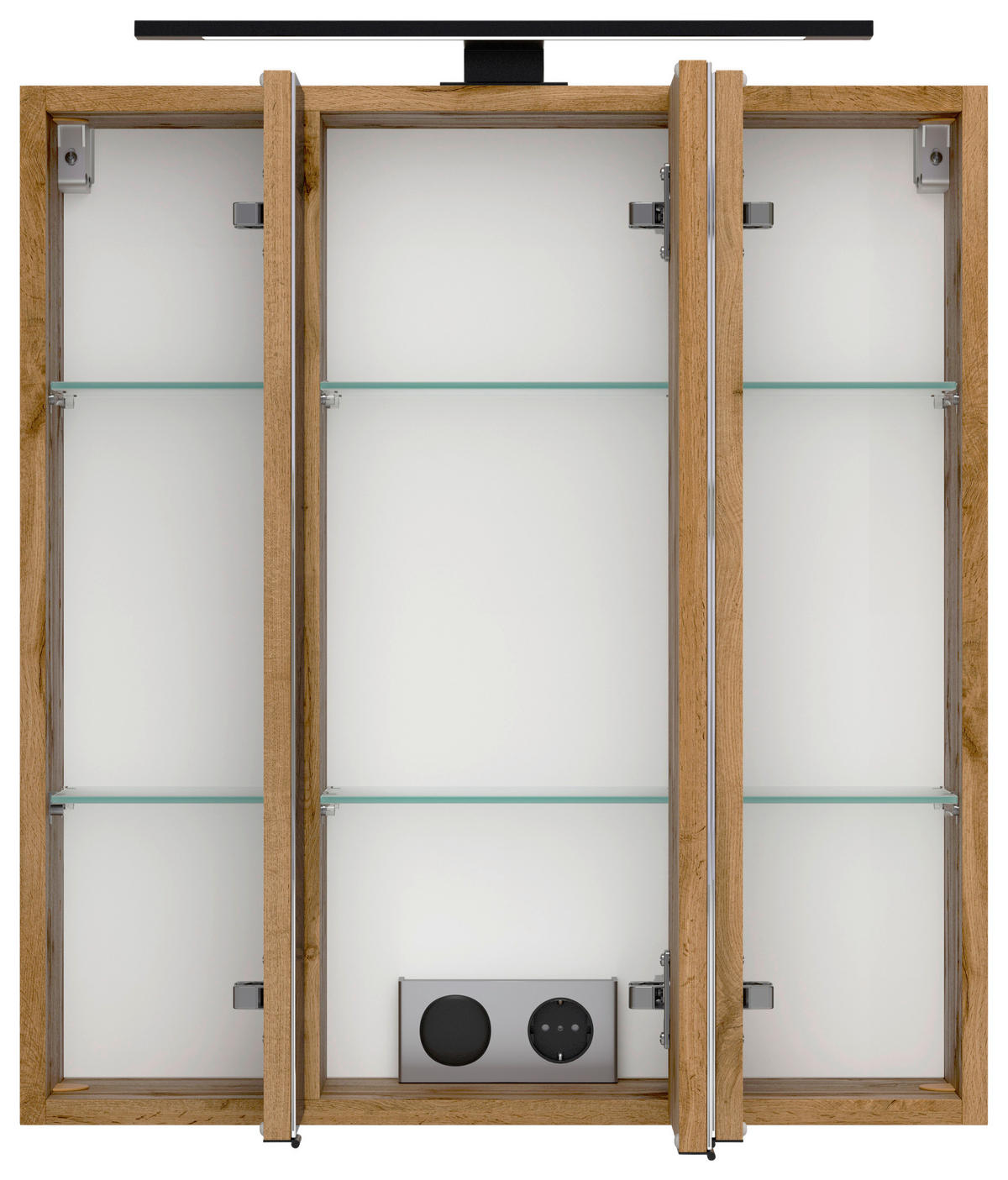 SPIEGELSCHRANK 60/67,5/20 cm  - Eiche Wotan/Schwarz, MODERN, Glas/Holzwerkstoff (60/67,5/20cm) - Held