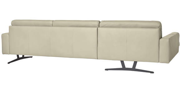 ECKSOFA in Echtleder Ecru  - Ecru/Anthrazit, KONVENTIONELL, Leder/Metall (182/324cm) - Ambiente